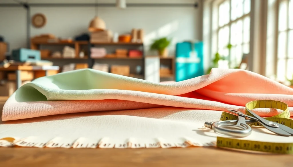 Bekijk de kleurrijke uni katoen stof stalen netjes gerangschikt met naaiaccessoires.