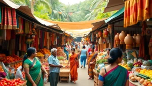 Sri Lanka Ads showcasing the vibrant atmosphere of a local market with colorful stalls and friendly vendors.