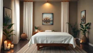 편안한 분위기와 차분한 장식이 있는 대구마사지 치료실.