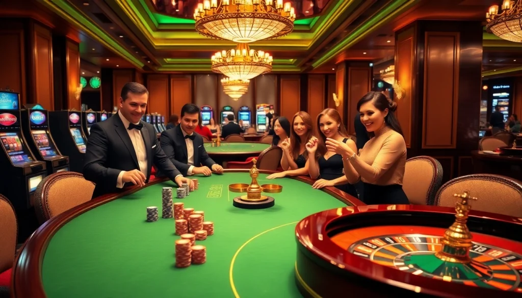 Des joueurs profitant des jeux au meilleur casino en ligne france, mettant en avant des jetons de poker et l'excitation de la roulette.