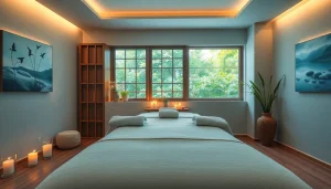 차분한 장식과 자연이 어우러진 편안한 파주마사지 치료실.