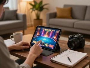 Experience jproyal gaming on a cozy tablet setup in a warm home environment.